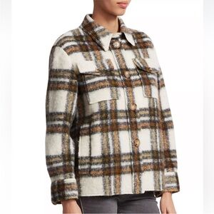 Isabel Marant Etoile Cream and Brown Plaid Glannel Utility Jacket FR36